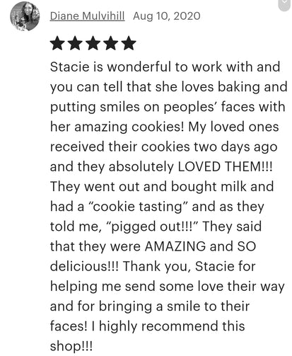 A review from Etsy, purchased the Cookie Box